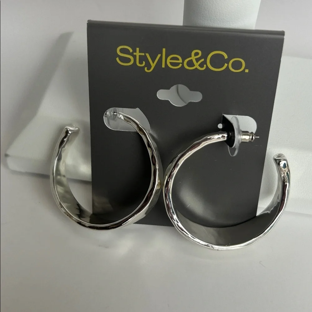 Style & Co. Polished Silver Hoop Earrings